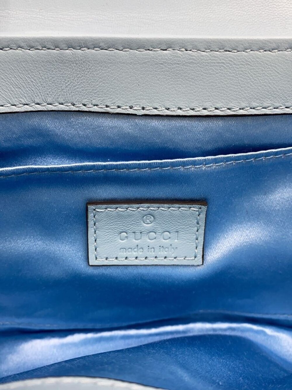 Gucci Shoulder Bag Horsebit Chain Leather Blue - Picture 5 of 6
